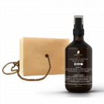 Un savon shampoing solide avec son flacon pour vos recettes DIY et un bijou pour le suspendre pour un séchage rapide