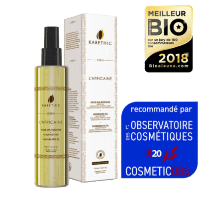 Huile Majestueuse l'Africaine élu Meilleur Produit Bio et Recommandé par l'Observatoire des Cosmétiques